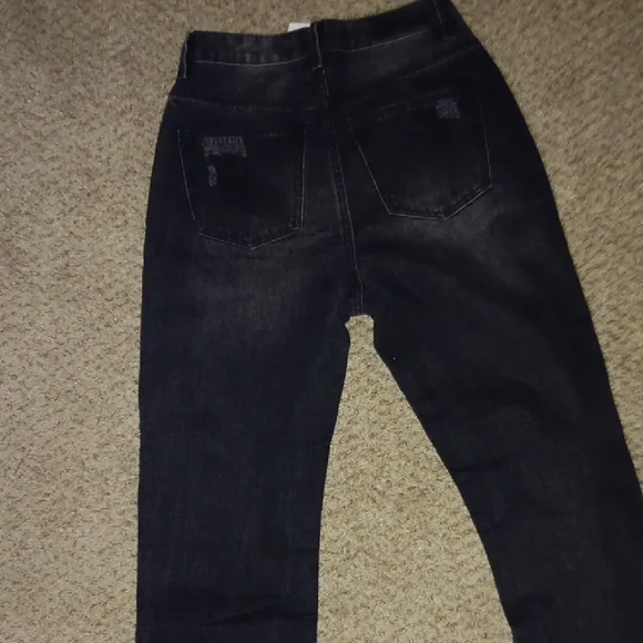 Women's Dark Gray Straight Leg Jeans - Picture 3 of 4